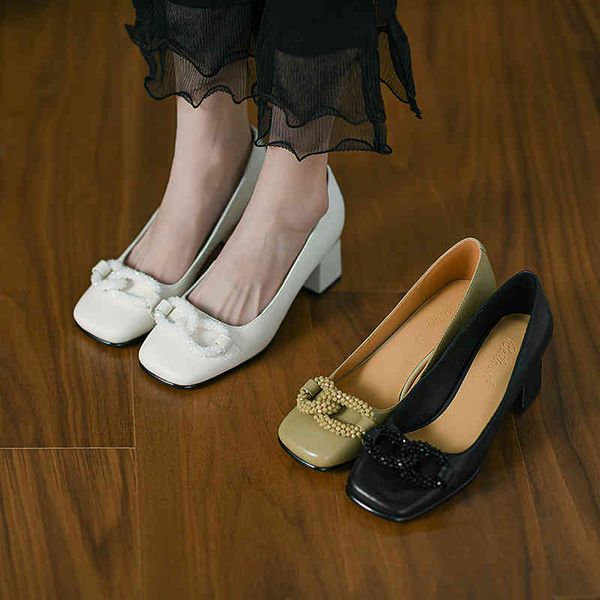

sandals spring simple shallow mouth square head thick heel high-heeled shoes bow one foot single shoe women 33r9, Black
