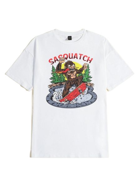 

x vigilante88 drop shoulder monkey & letter pattern tee p3rd#, White