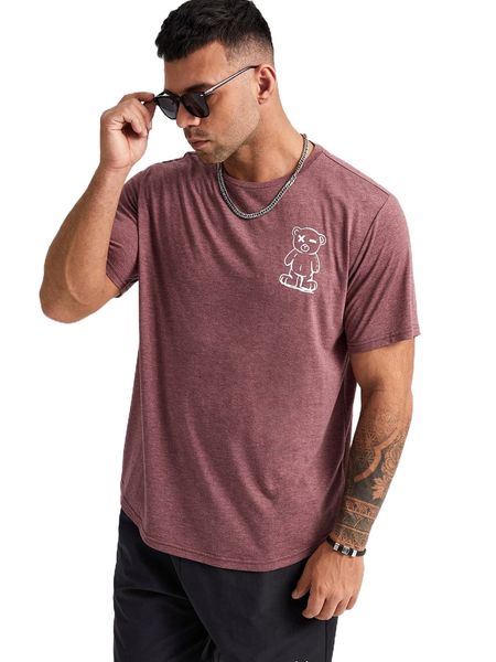 

extended sizes men bear print tee 80cf#, White;black