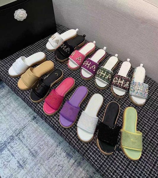 

outsole arch platform rubber sides women tweed slipper sandals rubber leather wedges low heels flats beach mule shoes flip flops slides fash, Black