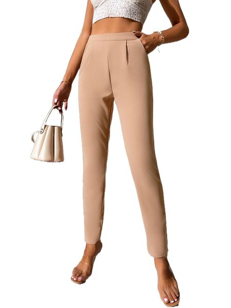 

tall high waist plicated detail skinny pants n27l#, Black;white