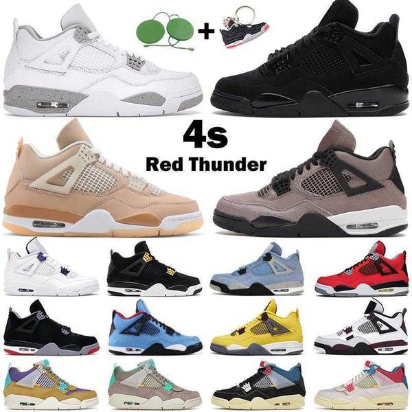 

mens basketball shoes 4s jumpman 4 university blue black cat shimmer fire red white oreo yellow cool grey men sports sneakers