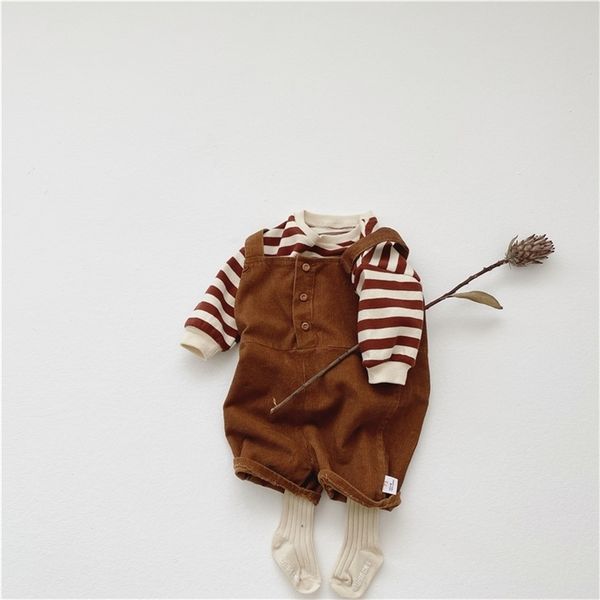 

milancel baby clothes set striped sweatshirts and corduroy 2 pcs baby boys suit toddler girls clothing lj201223, White
