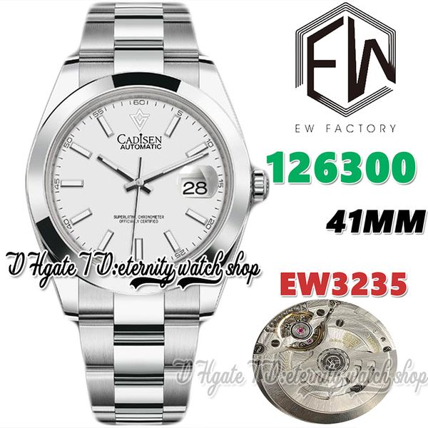

ewf v3 ew126300 cal.3235 a3235 automatic mens watch 41mm white dial stick markers 904l stainless steel bracelet with same serial warranty ca, Slivery;brown