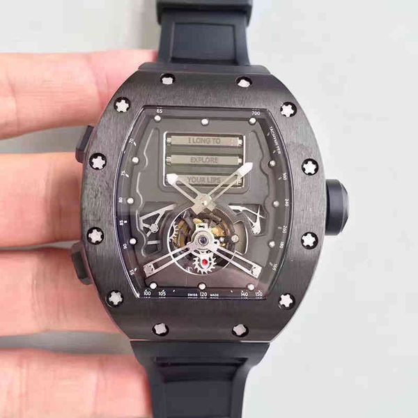 

luxury mens mechanical watch richa milles business leisure rm69 automatic black steel case tape trend swiss movement wrist watches, Slivery;brown
