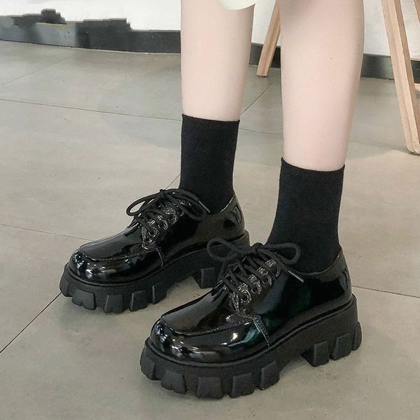 

shoes platform shoes lolita shoes oxfords women heels school uniform jk student girls women kawaii platform low heel boots, Black;white