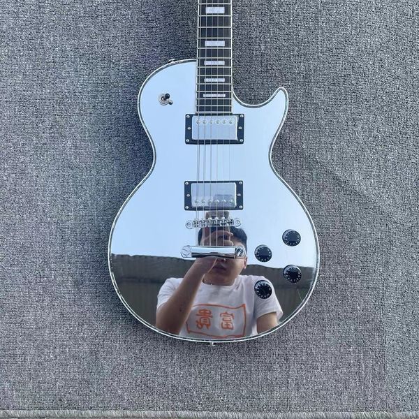 

in stock lp custom electric guitar silver mirror body two pick-up body silver white accessories guitars guitarra