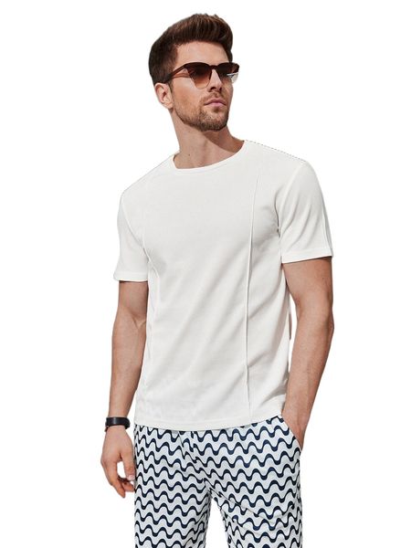 

men seam detail tee without scarf x32v#, White;black