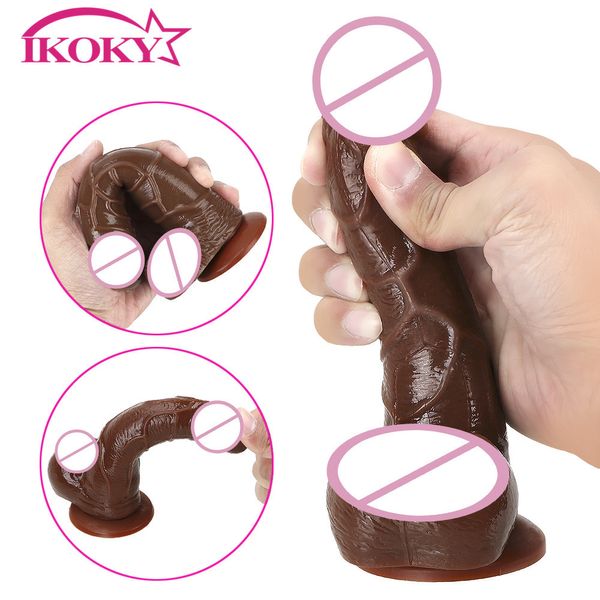 M/l Penis flexível Penndo realista Butt Anal Plug com Copa de sucção G Strap estimulador da vagina em brinquedos sexy femininos para mulher