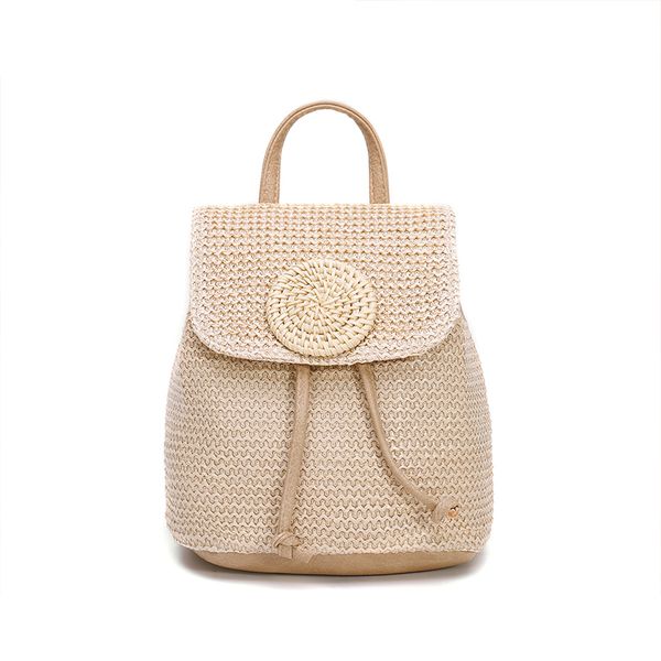 HBP White Beach Woven Frauen Rucksäcke Sommer Umhängetasche Neue Europäische und Amerikanische Retro Eimer Taschen Rucksack Hohe Qualität Stroh