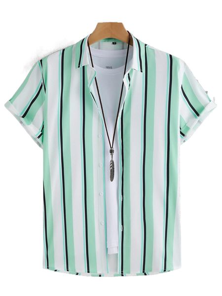 

men random striped print shirt without tee y2fk#, White;black