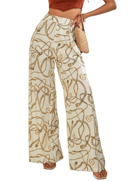 

c.hain p.rint w.ide l.eg p.ants s4bv#, Black;white