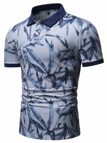 

men plant print polo shirt u353#, White;black