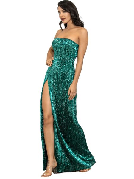 

love&lemonade foldover front high split sequin tube dress d8no#, Black;gray