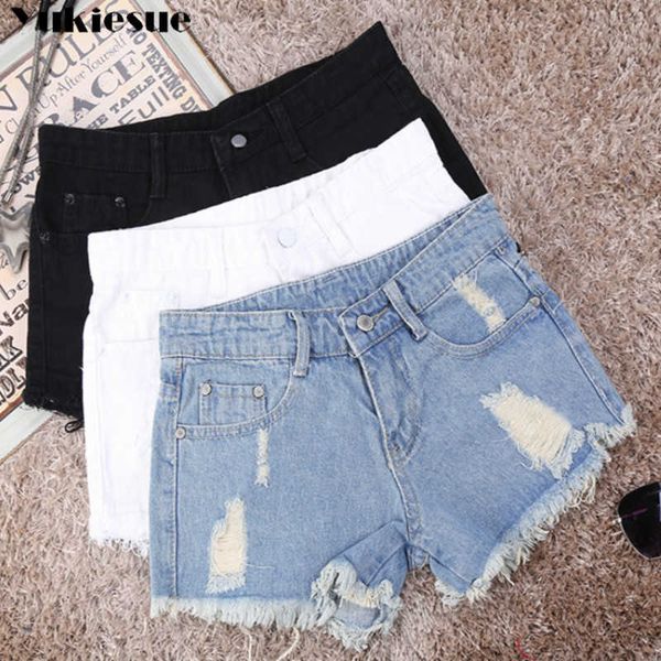 Moda Mulheres de verão Ripped Hole Denim Jeans High Waist Casual Sexy Push Up Skinny 210608