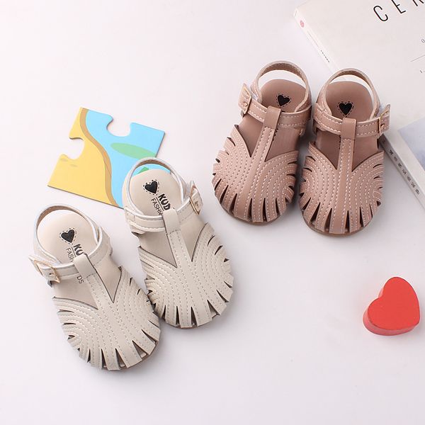 

sandals for baby girls summer cute cut outs breathable toddlers shoes soft non slip round toe first walkers beach 220525, Black;red