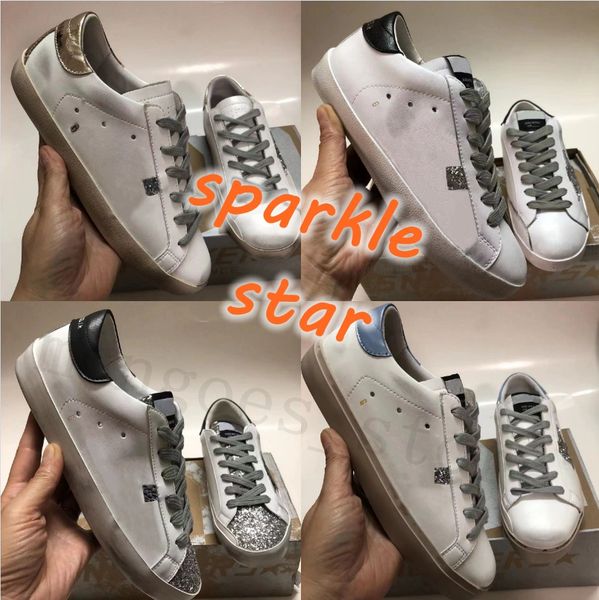 

superstar golden sneakers casual golden shoes dirty shoe black silver sparkle print stars snake skin suede cream sole high low women man whi