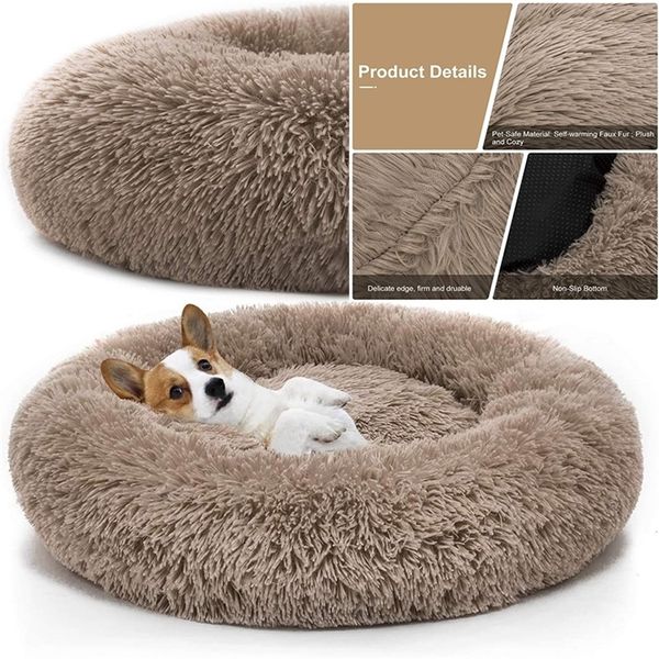 Pet Dog Bed Confortevole Donut Cuddler Round Dog Kennel Ultra Soft Washable Dog and Cat Cushion Bed Winter Warm Sofa vendita calda 210224