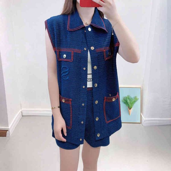 

two piece dress s family summer embroidery sleeveless small fragrance knitted cardigan shorts set women's fashion two-piece set 5cix, White