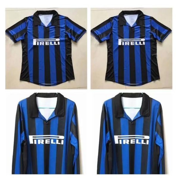 

1998 milan ireland retro jersey 1998/1999 home #10 baggio #9 ronaldo soccer shirt long sleeve football uniform sales, Black