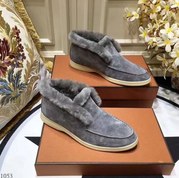 

fur leather suede inside dress shoes mens women winter driving casual shoe loro luxury design open walk flats mocassin 35-46 1py2