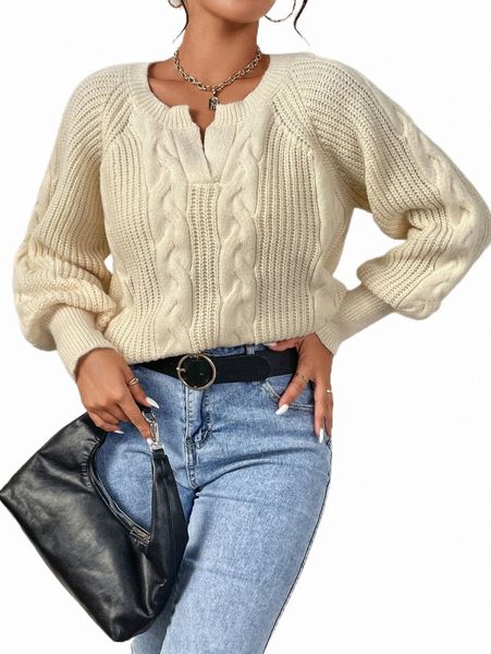 

cable knit raglan sleeve sweater j1rf#, White;black