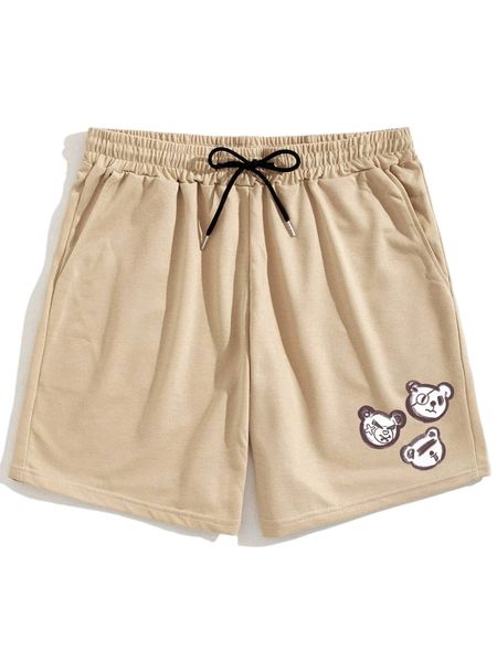 

romwe guys bear print shorts x3ug#, White;black