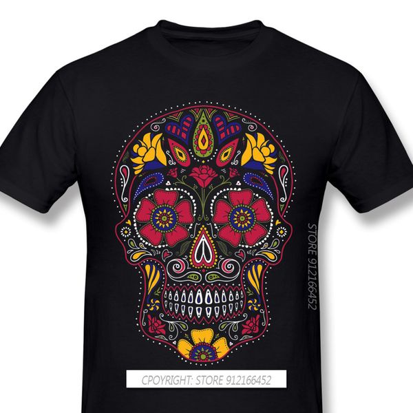 

mexican sugar skull funny arrival tshirt day of the dead oversize cotton shirt for men t shirt 220705, White;black