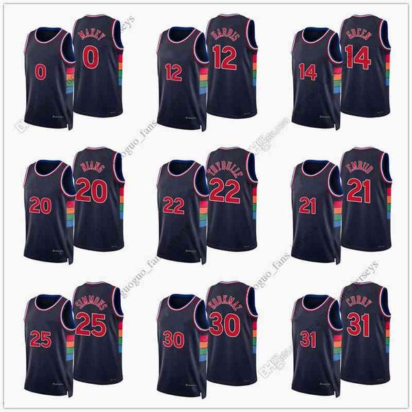 

new custom printed 75th 2022 city basketball jerseys 12 harris 21 embiid 25 simmons 14 green 31 curry 30 korkmaz 20 niang 0 maxey thybulle d, Black