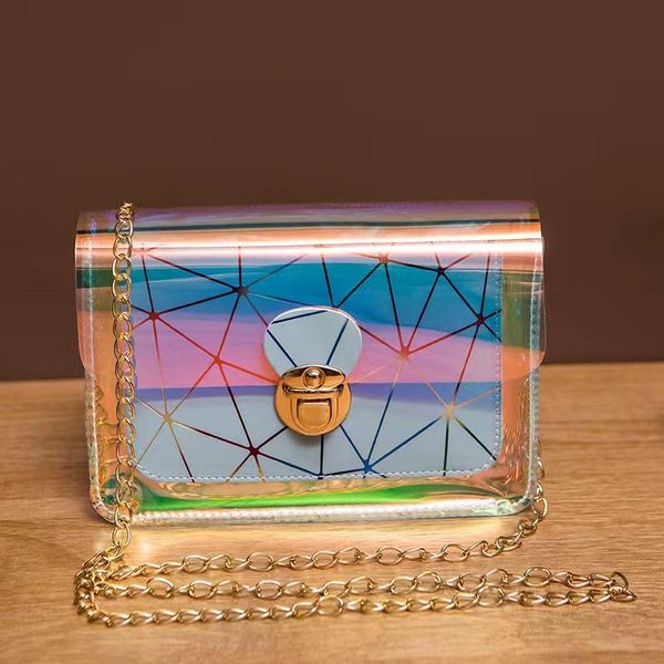 Abendtaschen Sommer Frauen Mini Handtasche Paneled Laser Transparent Jelly Lady Bag Geometrische Lässige Mode Schulter Crossbody Handy Toto