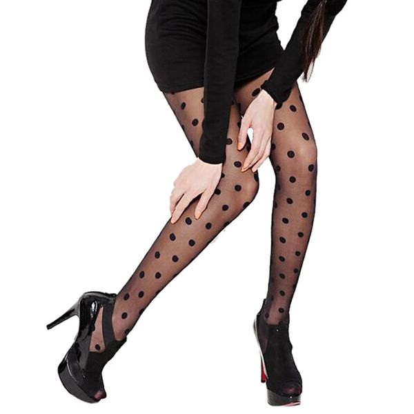 

2019 women fashion sheer lace big dot pantyhose stockings black white tights