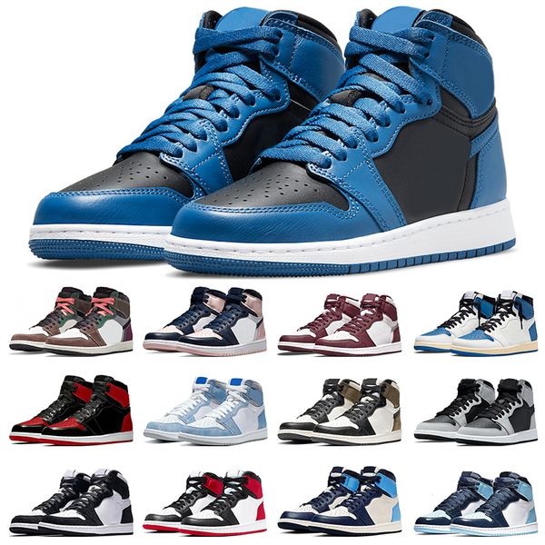 

new 1s high mid unc men women basketball shoes i 1 hyper royal university blue bred black silver toe dark mocha shadow daimond denim obsidia
