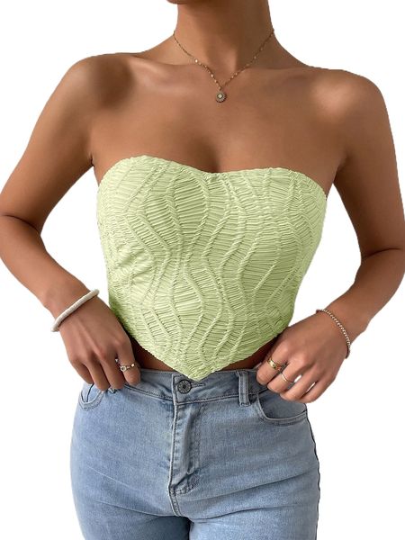 

textured hanky hem tube y2in#, White