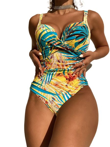 

allover print push up one piece swimsuit v1gc#, White;black