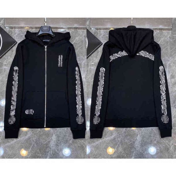 

fashion ch quality hoodie classic brand zipper autumn winter luxury sweatshirts designer men sweater horseshoe phantom cross print hooded wo, Black