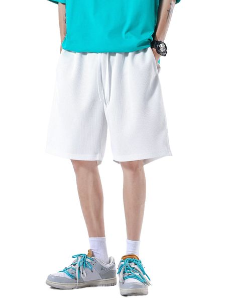 

men drawstring waist shorts q6rz#, White;black
