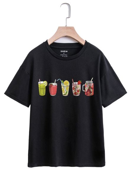 

juice print drop shoulder tee c93h#, White