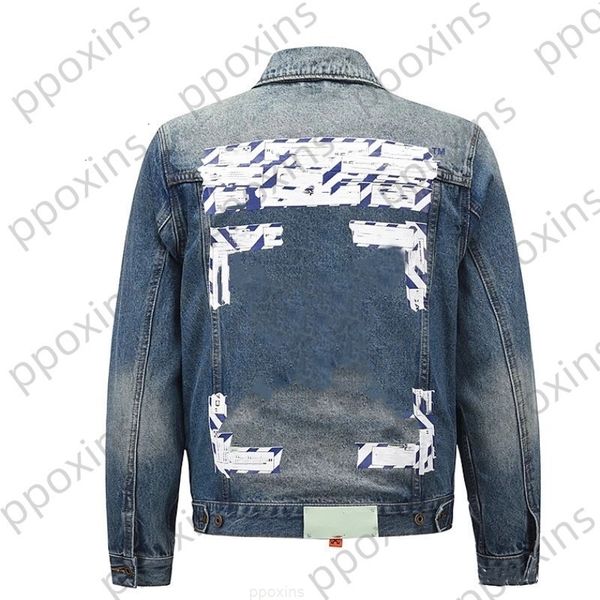 

off men's jacket autumn new and women's lovers' tape warning line arrow washed denim winter jackets for men windbreakers coat, Black;brown