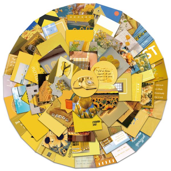 

65pcs skateboard stickers no repeat yellow vsco for car baby scrapbooking pencil case diary phone lapplanner decoration book album kids toys