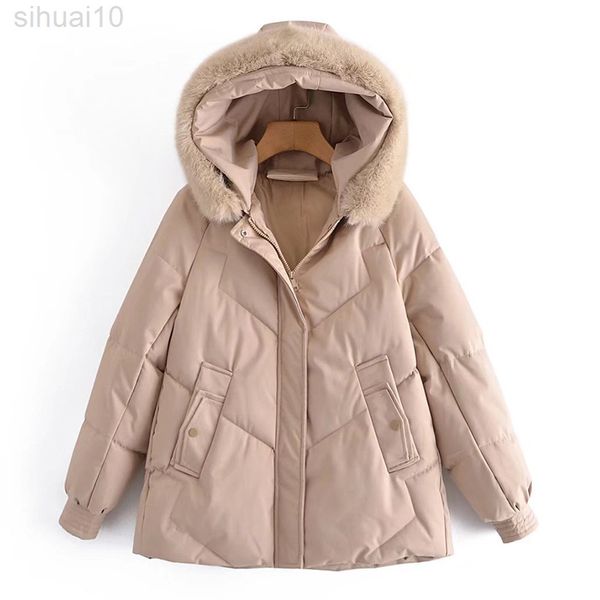 

winter womens parkas coat warm coat thick overcoat female button fashion long sleeve ladies with hooded jacket casual hoody coat l220730, Black