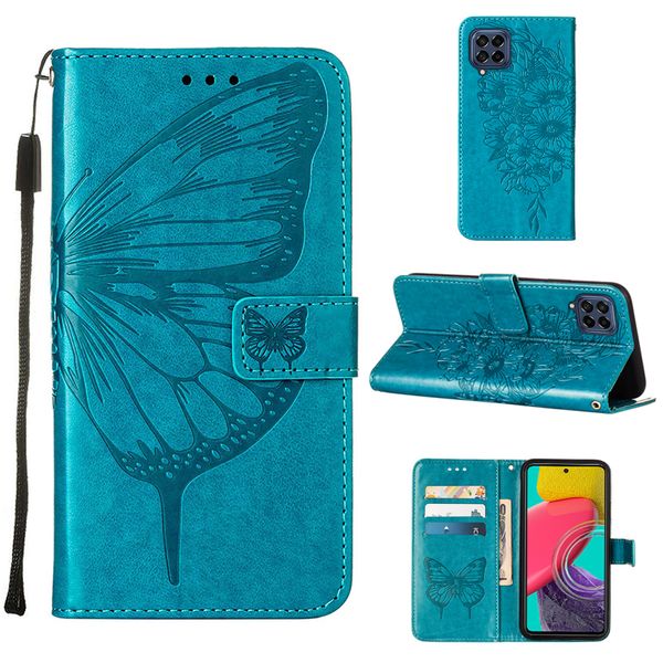 Custodie a portafoglio in pelle per Samsung M53 5G M33 A23 MOTO G G52 one plus nord CE 2 5G Redmi 10A NOTE 11 PRO Pixel 6A Butterfly Print ID Card Slot Flower Holder Flip Strap Covers