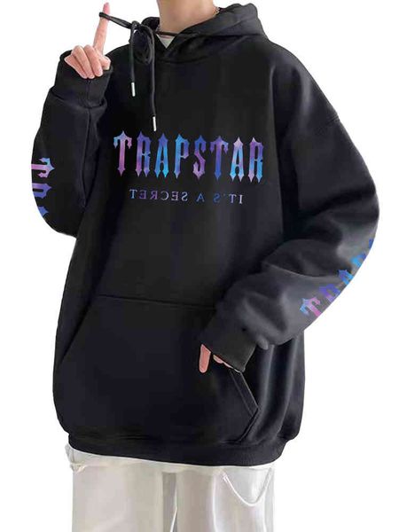 

trapstar it's a secret hoodie streetwear men oversized sweatshirt autumn hip hop harajuku graffiti printing brand clothes, Black