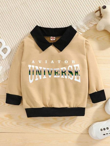

baby letter graphic contrast trim sweatshirt she, Black