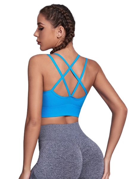 

high support seamless crisscross sports bra h8e0#, Gray