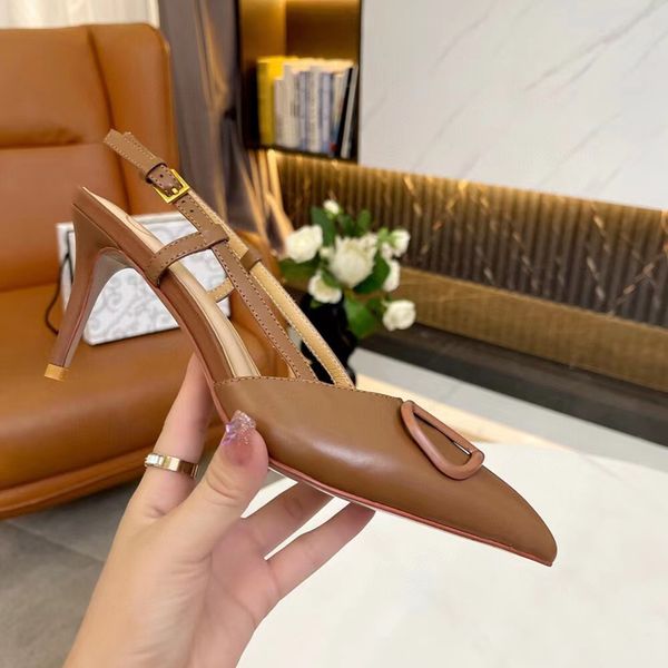 

designer women luxury sandals dress shoes heel leather rivets black pointed women heels fashion brand party wedding heels