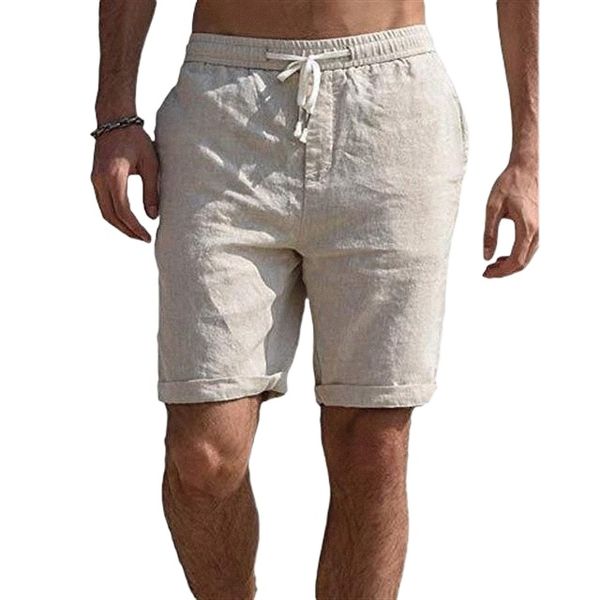 

european and american cross-border summer amazon wish solid color lace-up sports pants men's cotton and linen shorts casual pants n0oa#, White;black