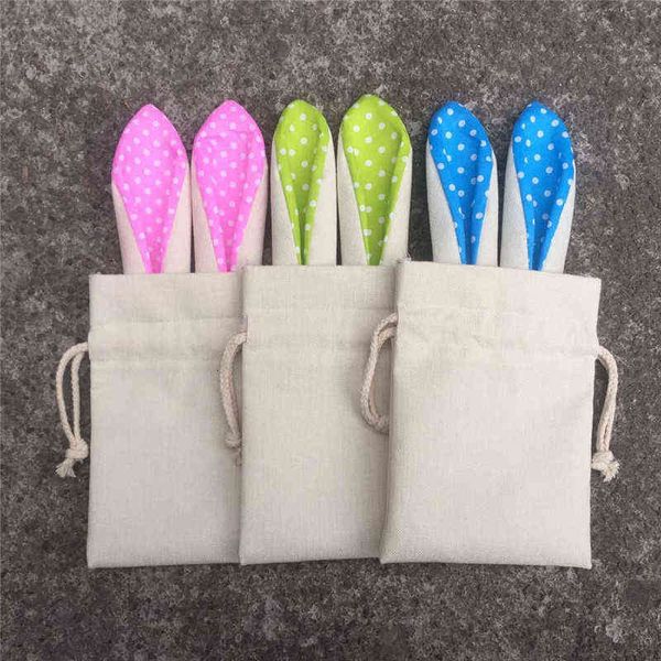 

dhl easter sublimation rabbit egg sack small kids personalized easter gift candy bag with string home festival supplies fy5089