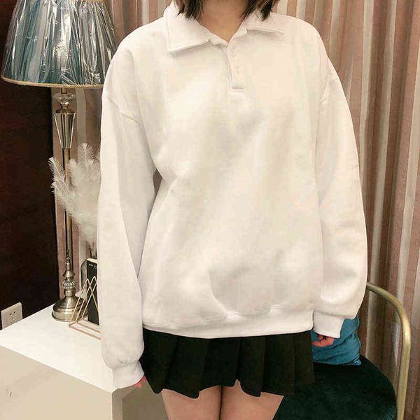 

unuth girls oversize fleece pullovers 2022 spring-autumn fashion ladies soft cotton sweatshirts vintage women chic pullover t220726, Black