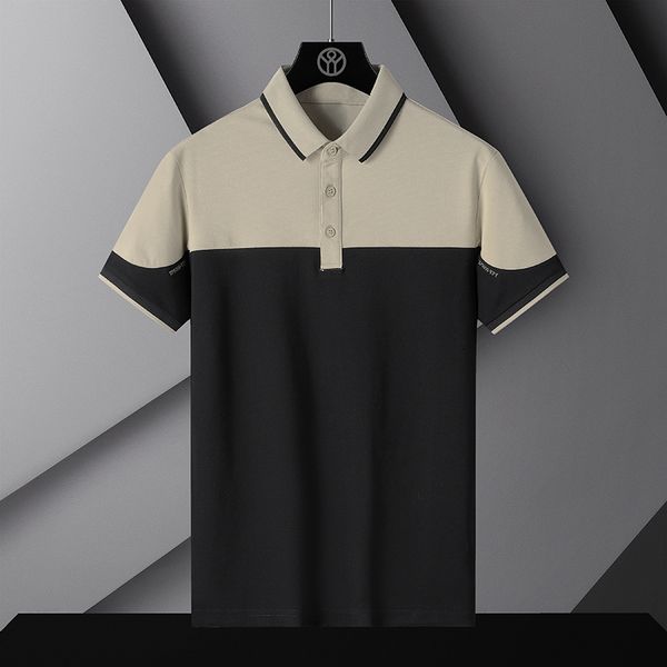 

men's polos korea style brand fashion polo shirts short sleeve men's patchwork summer polyester breathable tee oversize 4xl 23020, White;black