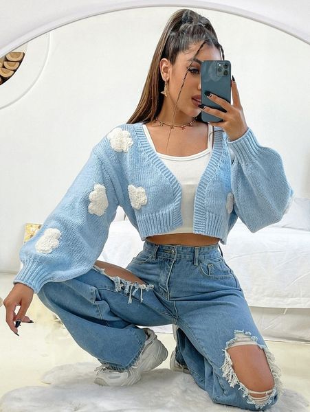 

clouds pattern cardigan without camisole c2ia#, White;black